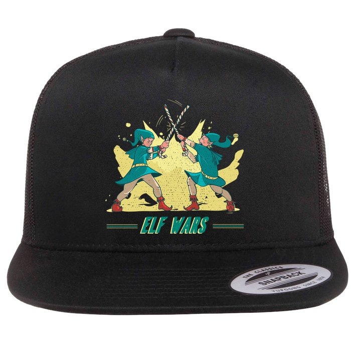 Elf Wars Funny Christmas Flatbill Hat