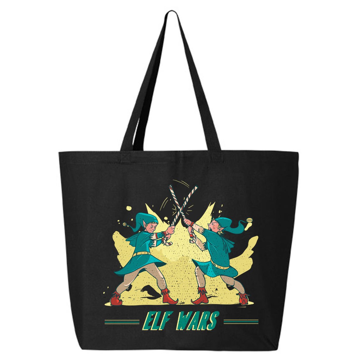 Elf Wars Funny Christmas 25L Jumbo Tote