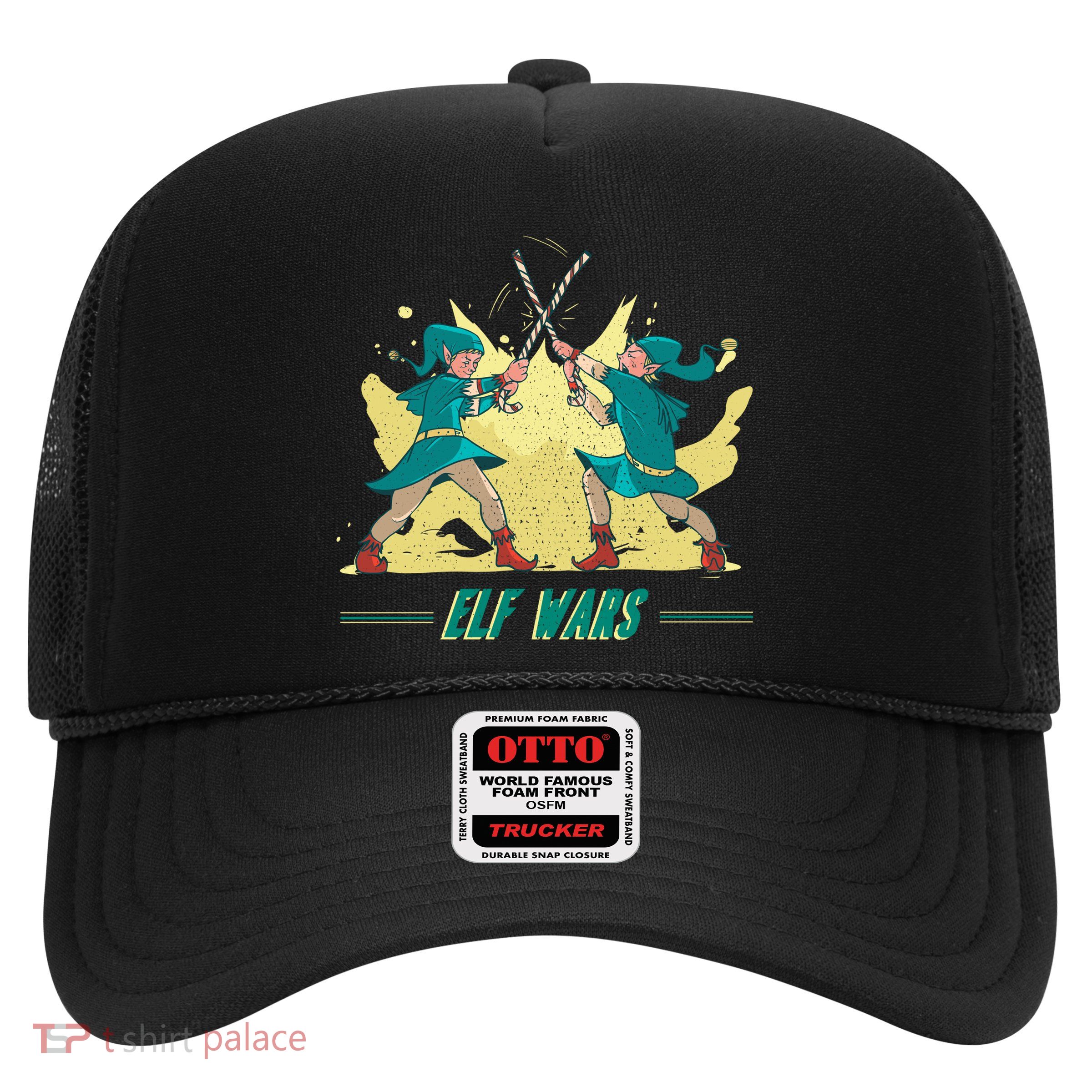 Elf Wars Funny Christmas Trucker Hat