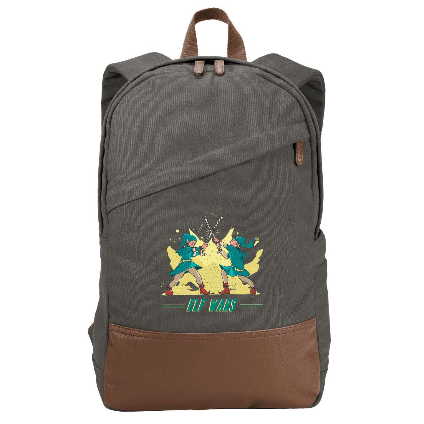 Elf Wars Funny Christmas Cotton Canvas Backpack
