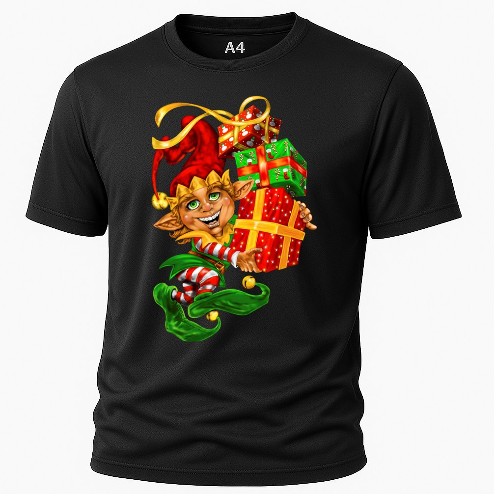 Elf With Stack Of Gifts Performance Shirt