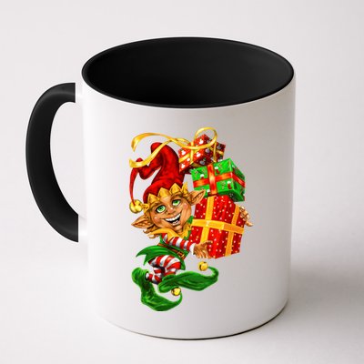 Elf With Stack Of Gifts Mug