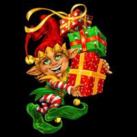 Elf With Stack Of Gifts Drawstring Bag
