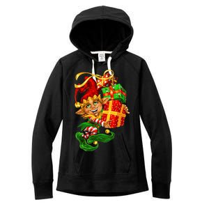 Elf With Stack Of Gifts Women's Fleece Hoodie