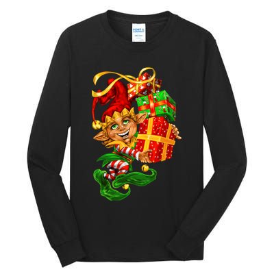 Elf With Stack Of Gifts Tall Long Sleeve T-Shirt