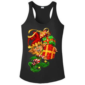 Elf With Stack Of Gifts Ladies PosiCharge Competitor Racerback Tank