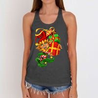 Elf With Stack Of Gifts Women's Knotted Racerback Tank