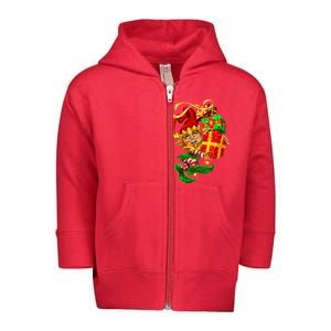 Elf With Stack Of Gifts Toddler Zip Fleece Hoodie