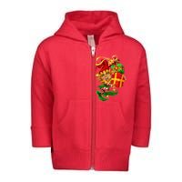 Elf With Stack Of Gifts Toddler Zip Fleece Hoodie