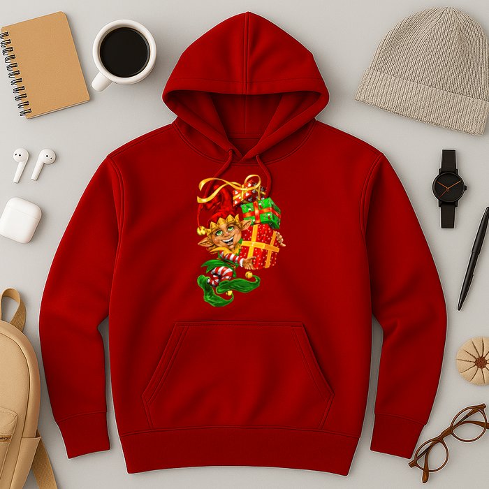 Elf With Stack Of Gifts Hoodie