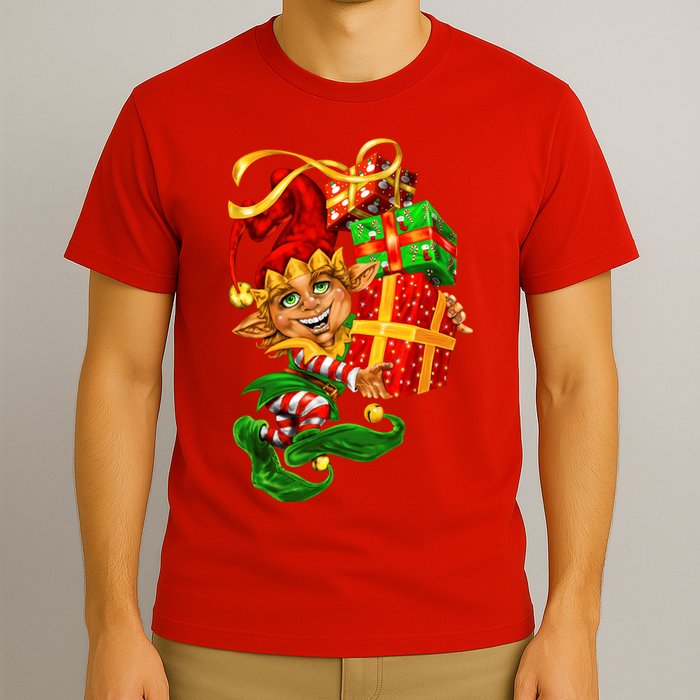 Elf With Stack Of Gifts T-Shirt