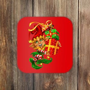 Elf With Stack Of Gifts Coaster