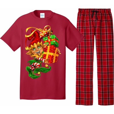 Elf With Stack Of Gifts Pajama Set