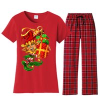 Elf With Stack Of Gifts Women's Flannel Pajama Set