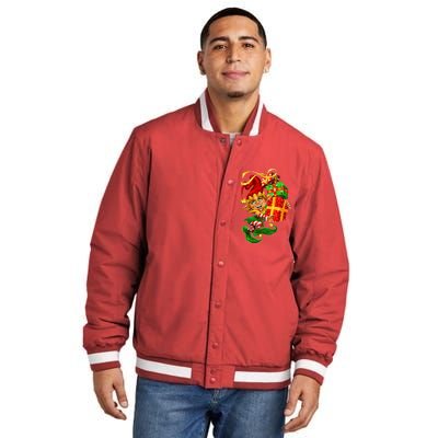 Elf With Stack Of Gifts Insulated Varsity Jacket