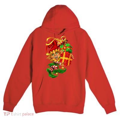 Elf With Stack Of Gifts Premium Pullover Hoodie