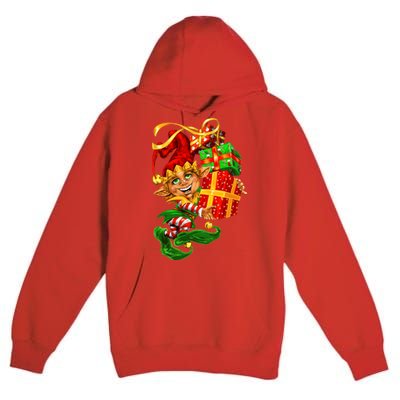 Elf With Stack Of Gifts Premium Pullover Hoodie