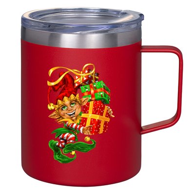 Elf With Stack Of Gifts 12oz Stainless Steel Coffee Mug