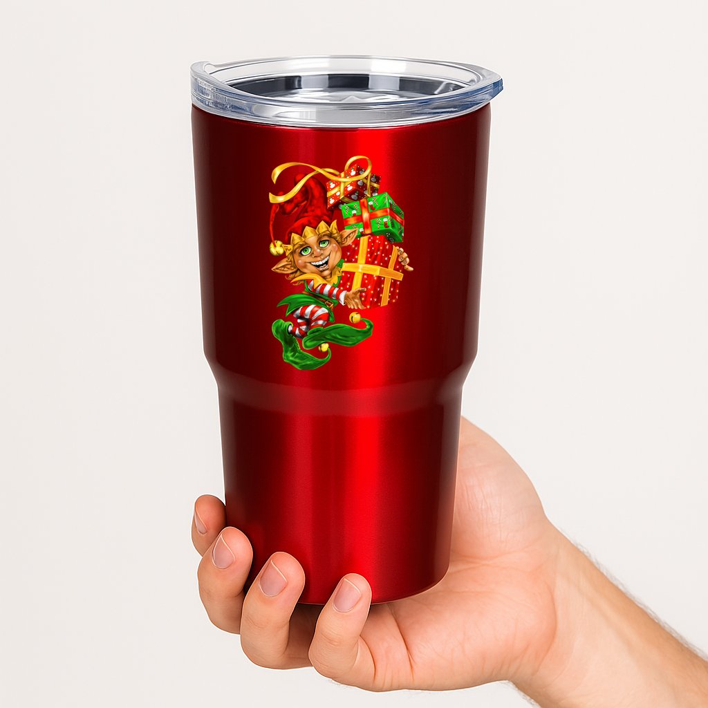 Elf With Stack Of Gifts Tumbler