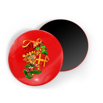 Elf With Stack Of Gifts Magnet