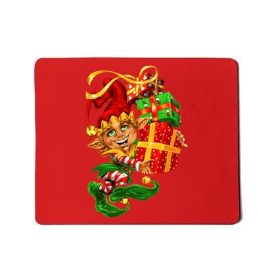 Elf With Stack Of Gifts Mousepad
