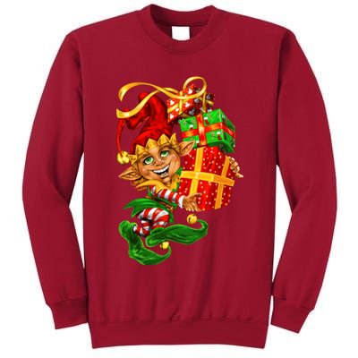 Elf With Stack Of Gifts Tall Sweatshirt