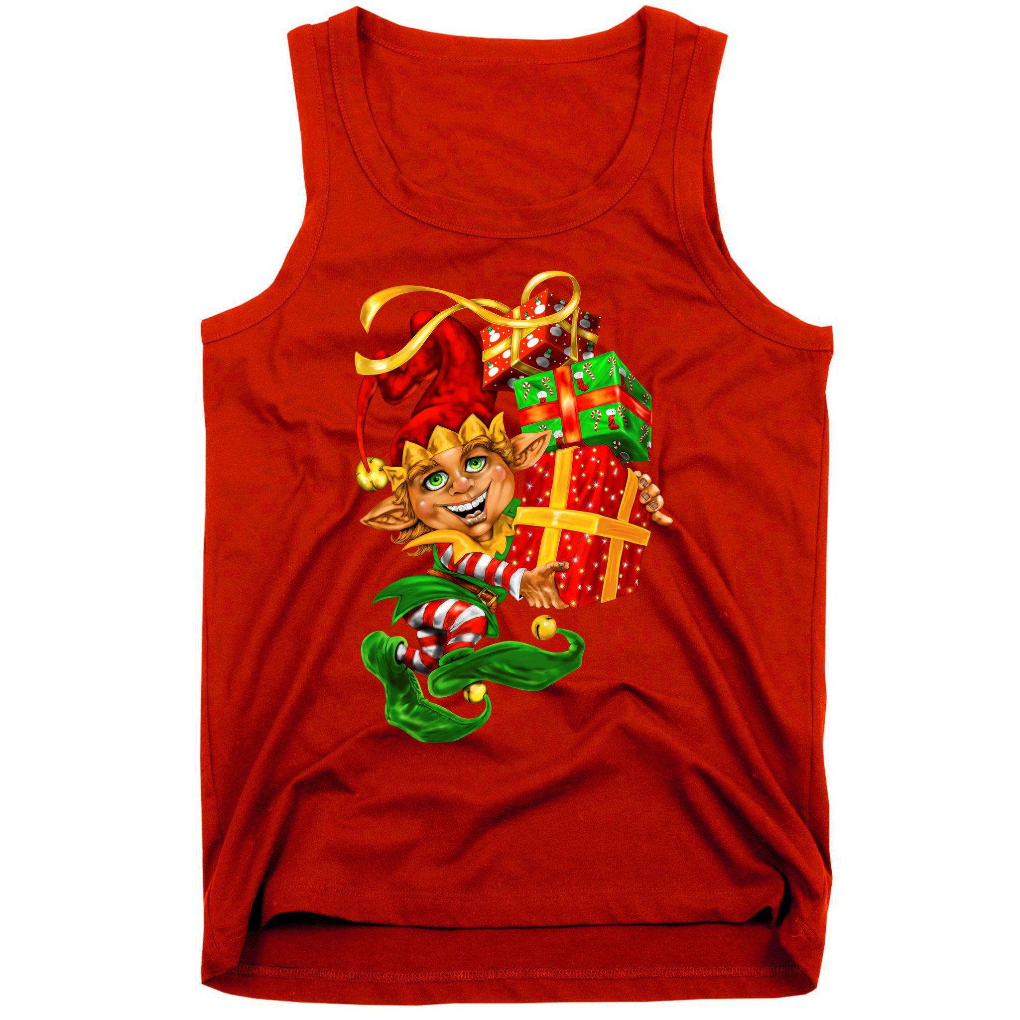 Elf With Stack Of Gifts Tank Top