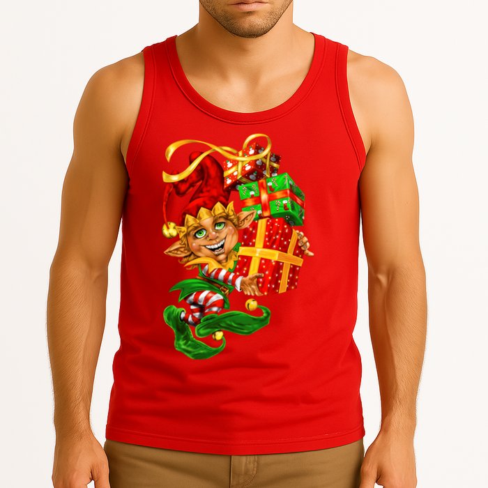 Elf With Stack Of Gifts Tank Top