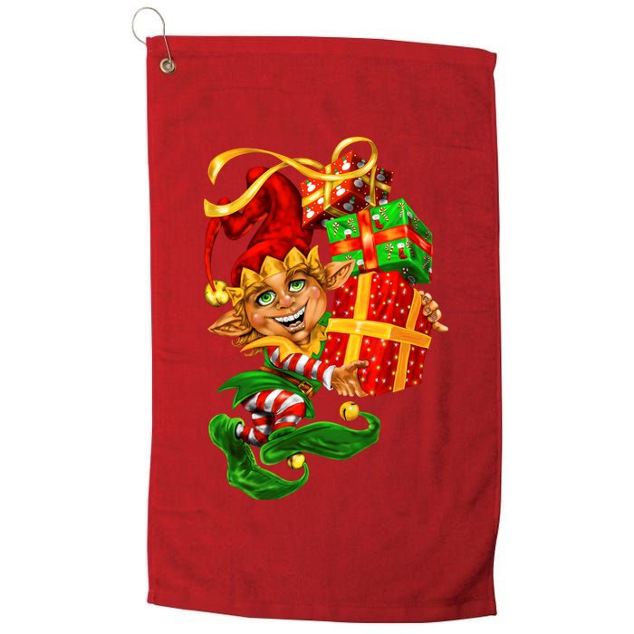 Elf With Stack Of Gifts Golf Towel