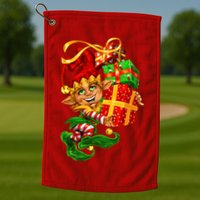 Elf With Stack Of Gifts Golf Towel