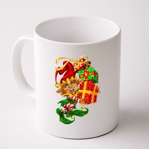 Elf With Stack Of Gifts Coffee Mug