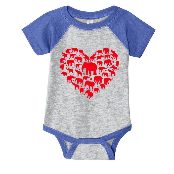 Elephant Lover Funny Love Heart Elephant Valentine's Day Gift Infant Baby Jersey Bodysuit