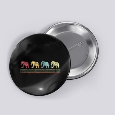 Elephant Lover Funny Elephant Retro Button