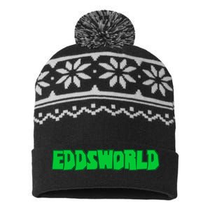 Eddsworld Logo Greenlime USA-Made Snowflake Beanie