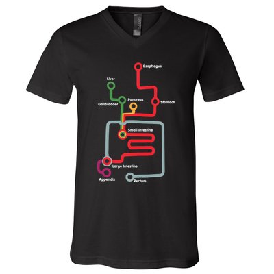 Esophagus Liver Gallbladder Pancreas Stomach Small Intestine V-Neck T-Shirt