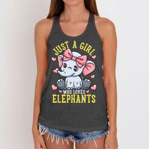 Elephant Lover Gift Just A Who Loves Elephants Women's Knotted Racerback Tank