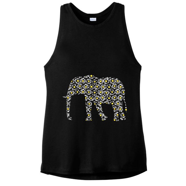 Elephant Lovers Graphic Design Daisy Flower Print Theme Gift Ladies PosiCharge Tri-Blend Wicking Tank