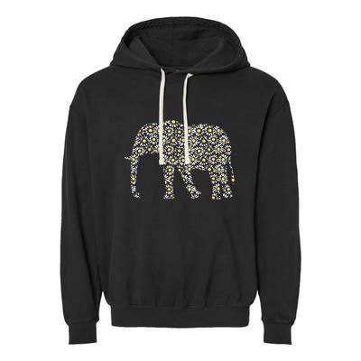 Elephant Lovers Graphic Design Daisy Flower Print Theme Gift Garment-Dyed Fleece Hoodie