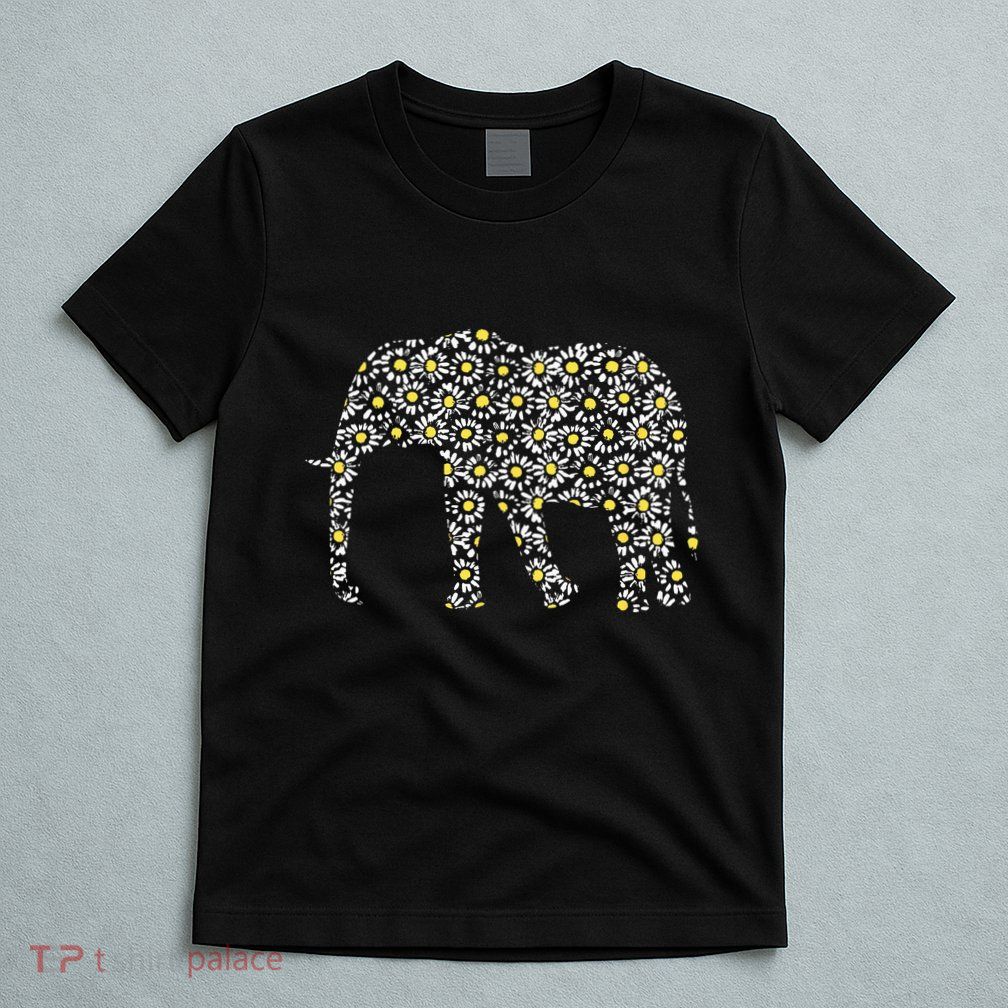 Elephant Lovers Graphic Design Daisy Flower Print Theme Gift T-Shirt