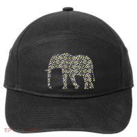 Elephant Lovers Graphic Design Daisy Flower Print Theme Gift 7-Panel Snapback Hat