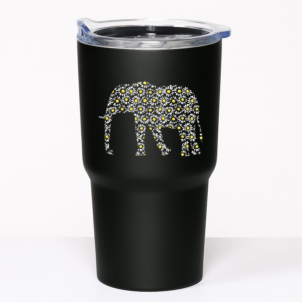 Elephant Lovers Graphic Design Daisy Flower Print Theme Gift Tumbler