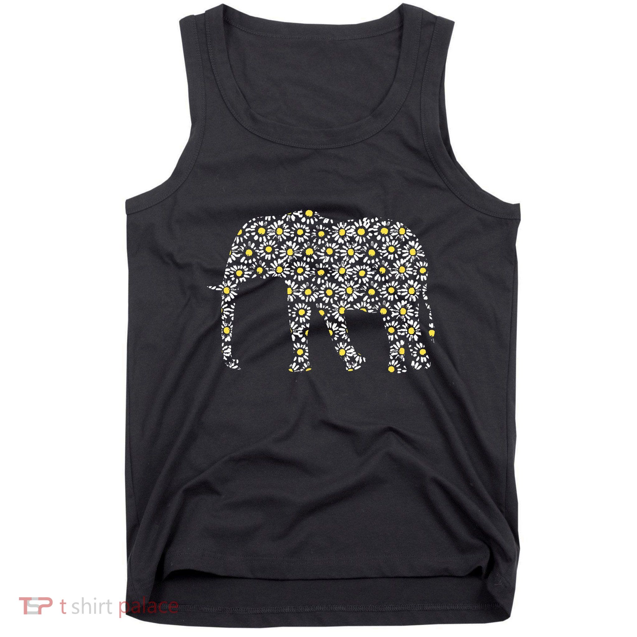 Elephant Lovers Graphic Design Daisy Flower Print Theme Gift Tank Top