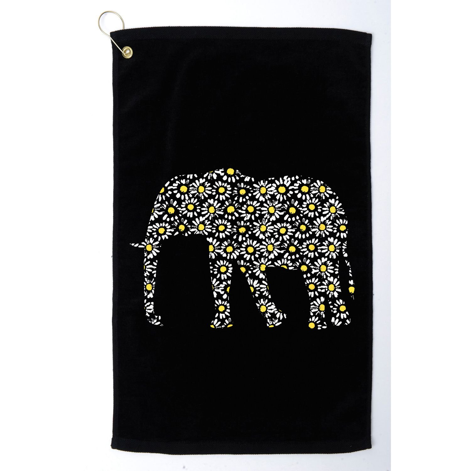 Elephant Lovers Graphic Design Daisy Flower Print Theme Gift Golf Towel