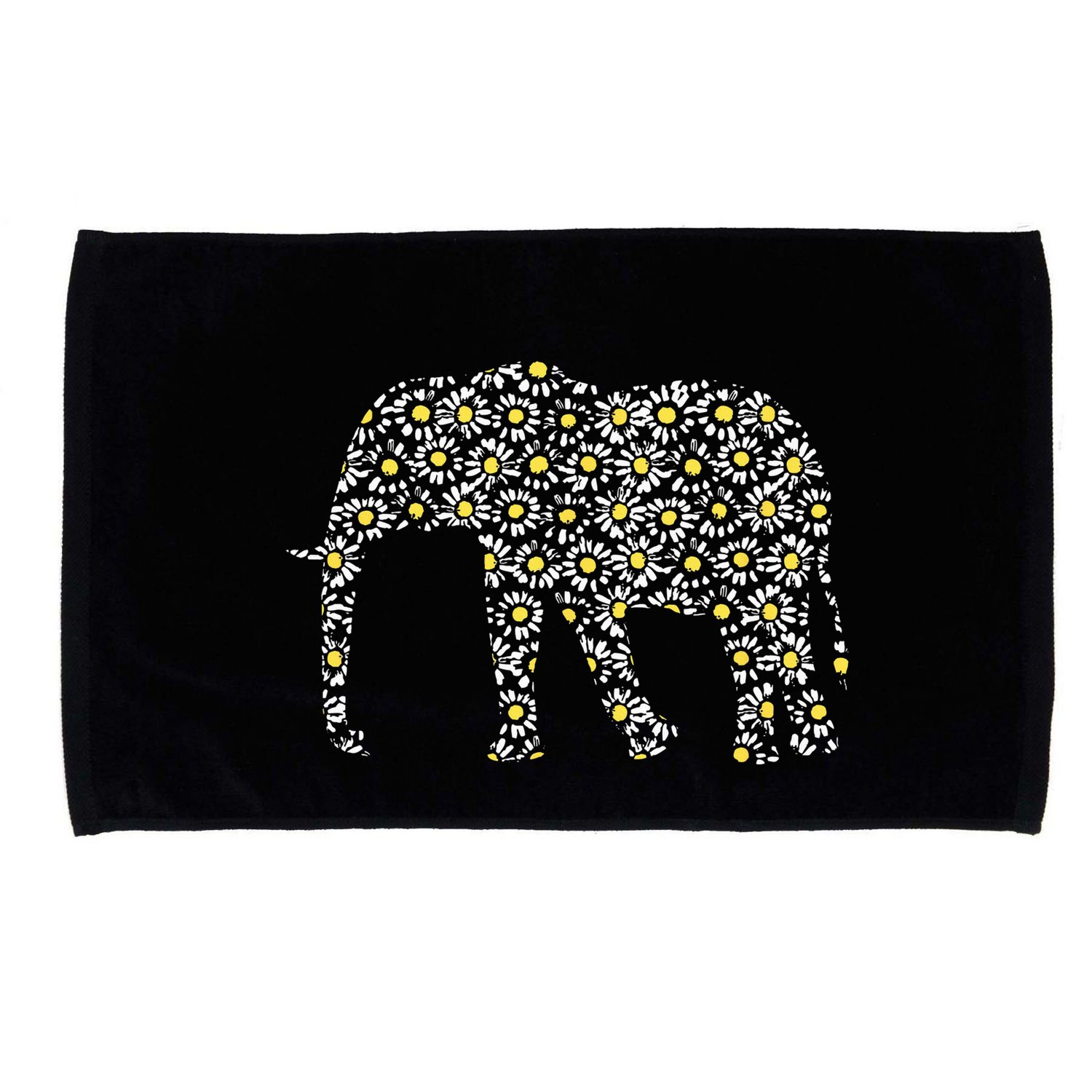 Elephant Lovers Graphic Design Daisy Flower Print Theme Gift Microfiber Hand Towel