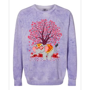 Elephant Lover Heart Tree Indian Elephant Valentine's Day Gift Colorblast Crewneck Sweatshirt