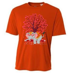 Elephant Lover Heart Tree Indian Elephant Valentine's Day Gift Cooling Performance Crew T-Shirt