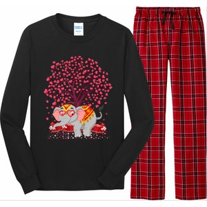 Elephant Lover Heart Tree Indian Elephant Valentine's Day Gift Long Sleeve Pajama Set