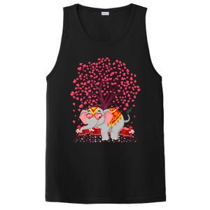 Elephant Lover Heart Tree Indian Elephant Valentine's Day Gift PosiCharge Competitor Tank