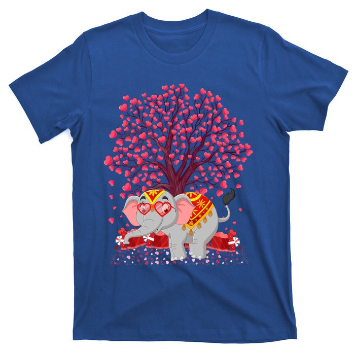 Elephant Lover Heart Tree Indian Elephant Valentine's Day Gift T-Shirt