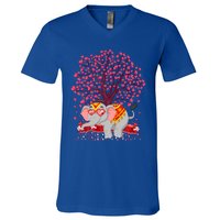 Elephant Lover Heart Tree Indian Elephant Valentine's Day Gift V-Neck T-Shirt